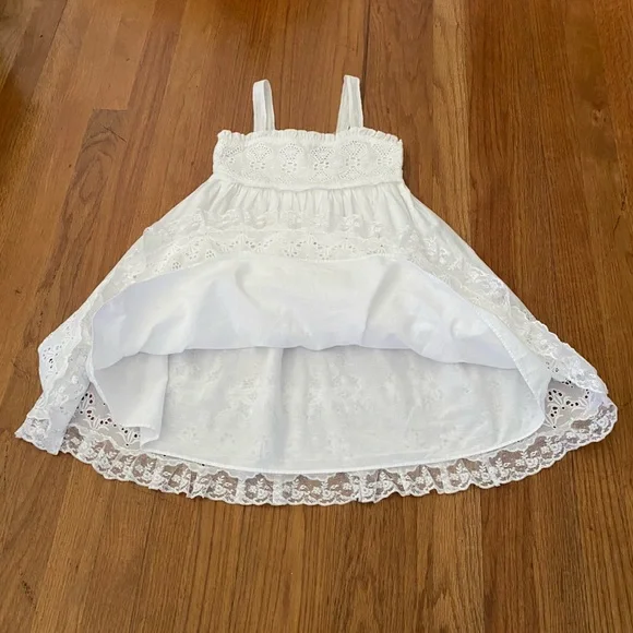 Ralph Lauren FormalWhite Eyelet Dress With Lace Trim
